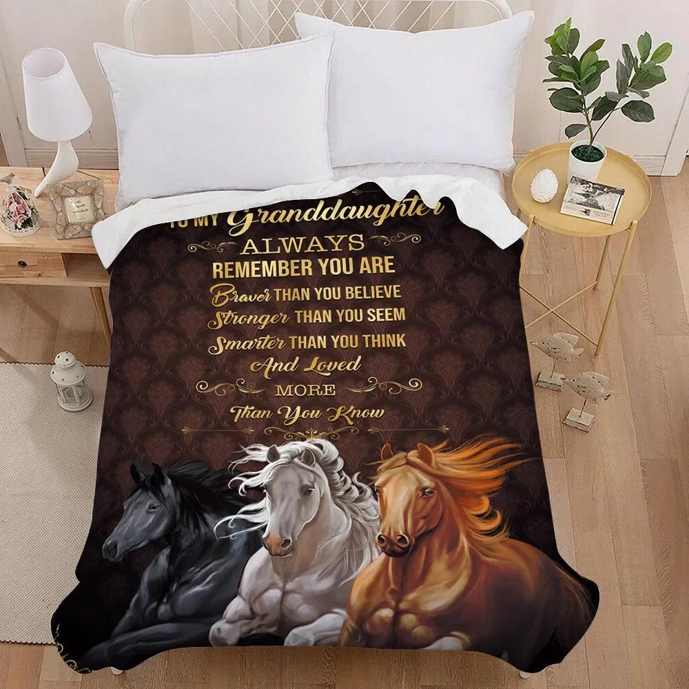 

Horse Painting Art 3D Print Plush Flannel Throw Blanket Vintage Bedding Square Picnic Bed Super Soft Lightweight King Queen Size 80x120cm
