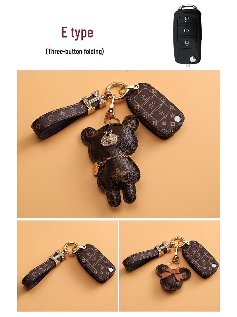 Volkswagen Car Key Cover for Sagitar, Bora, Lavida, T-Roc, Tiguan L, Golf 8, Tayron, POLO with Women's Bag Buckle