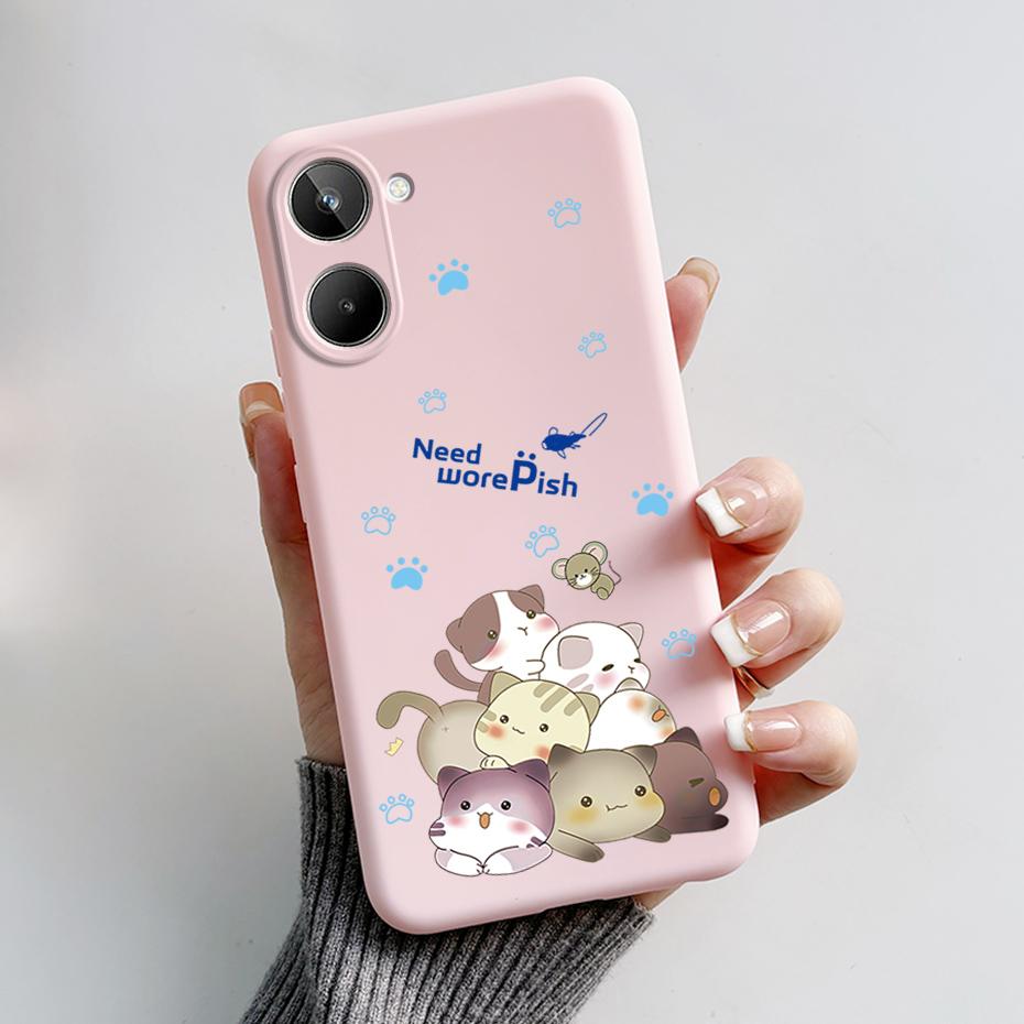 For Realme 10 4G 6.4" Soft Silicone TPU Shockproof Phone Case For Realme 10 RMX3630 Cartoon Pattern Bumper Protective Back Cover