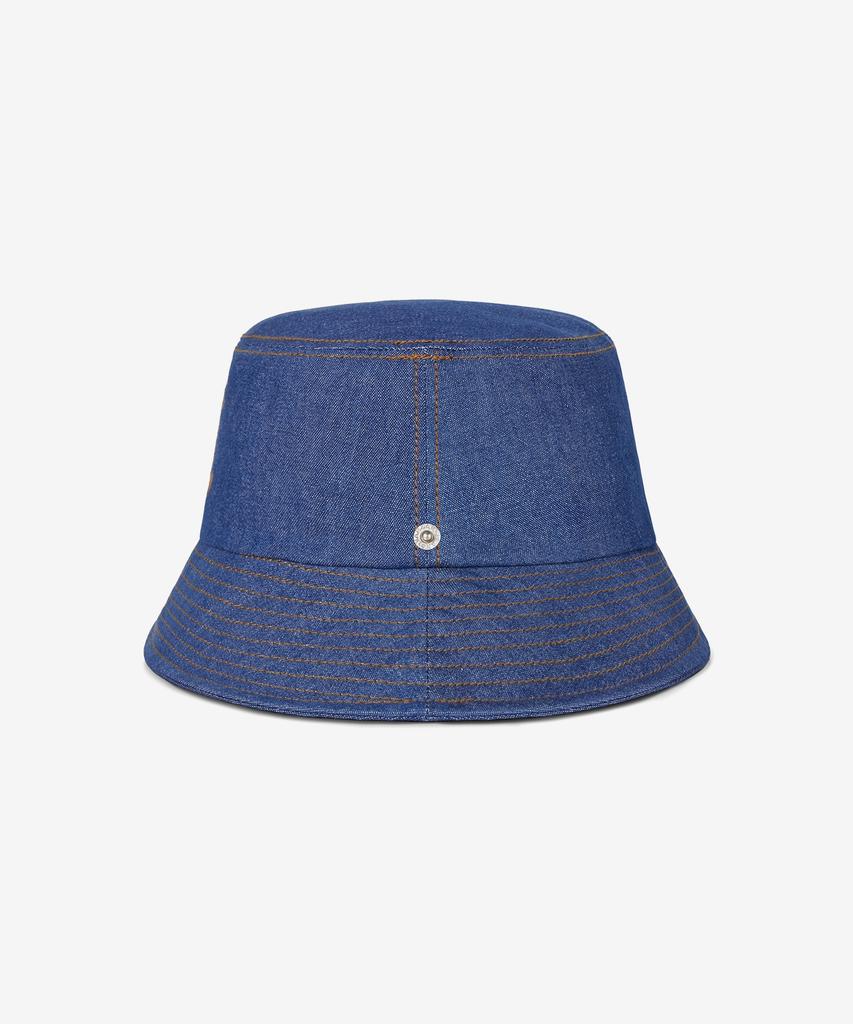 Bajal Va Curved Denim Stitch Detail Bucket Hat Light Indigo