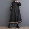 Loose Plus Size Splicing Casual Simple Embroidery Sweet Long Sleeve Dresses