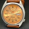 SEIKO 5 AUTOMATIC 6309A VINTAGE JAPAN MENS ORANGE COLOR DIAL WATCH a701538-5 R206b-a701538