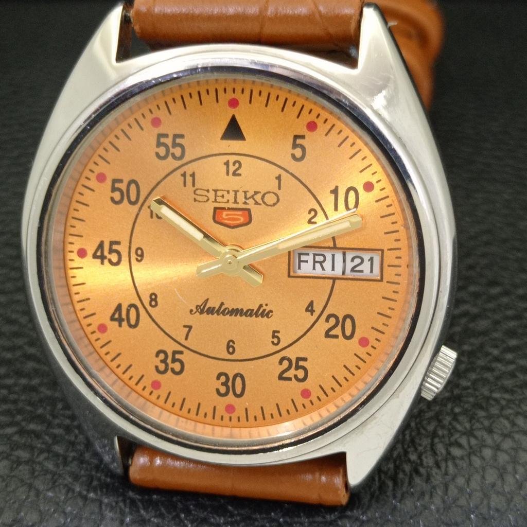 SEIKO 5 AUTOMATIC 6309A VINTAGE JAPAN MENS ORANGE COLOR DIAL WATCH a701538-5 R206b-a701538