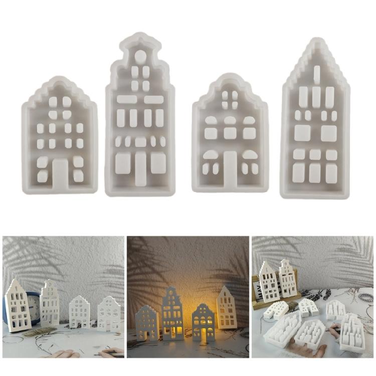 Detailed Canal House Models Easy To Use Canal House Shaped Ornament Molds for Artistic Plaster Decorations