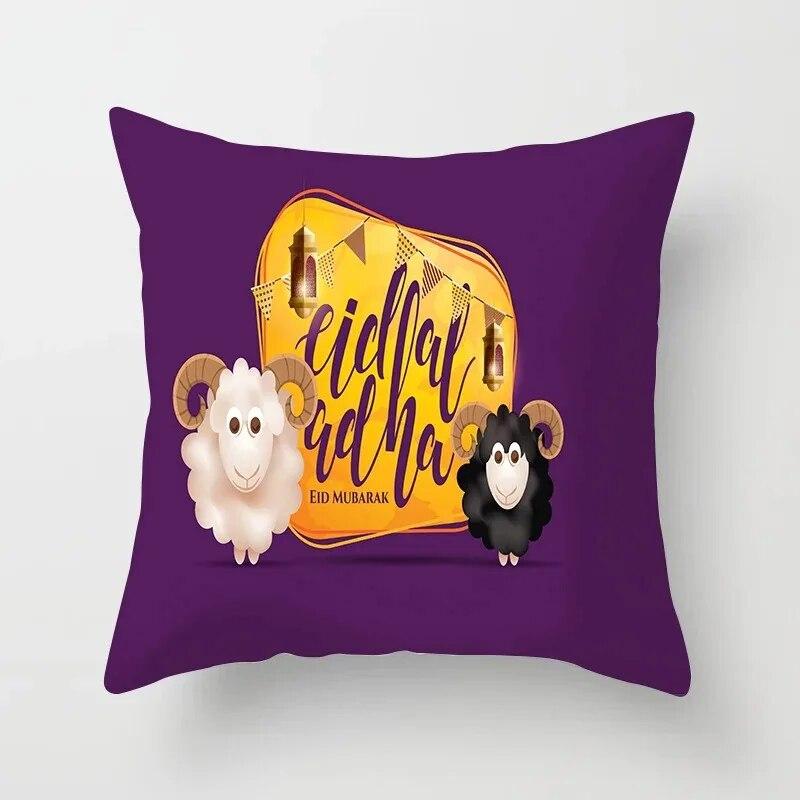 Ramadan Decorative Sheep Pillowcase Eid Mubarak Moon Mosque Cushion Cover Decorative Pillowcase Sofa Living Room Cushion