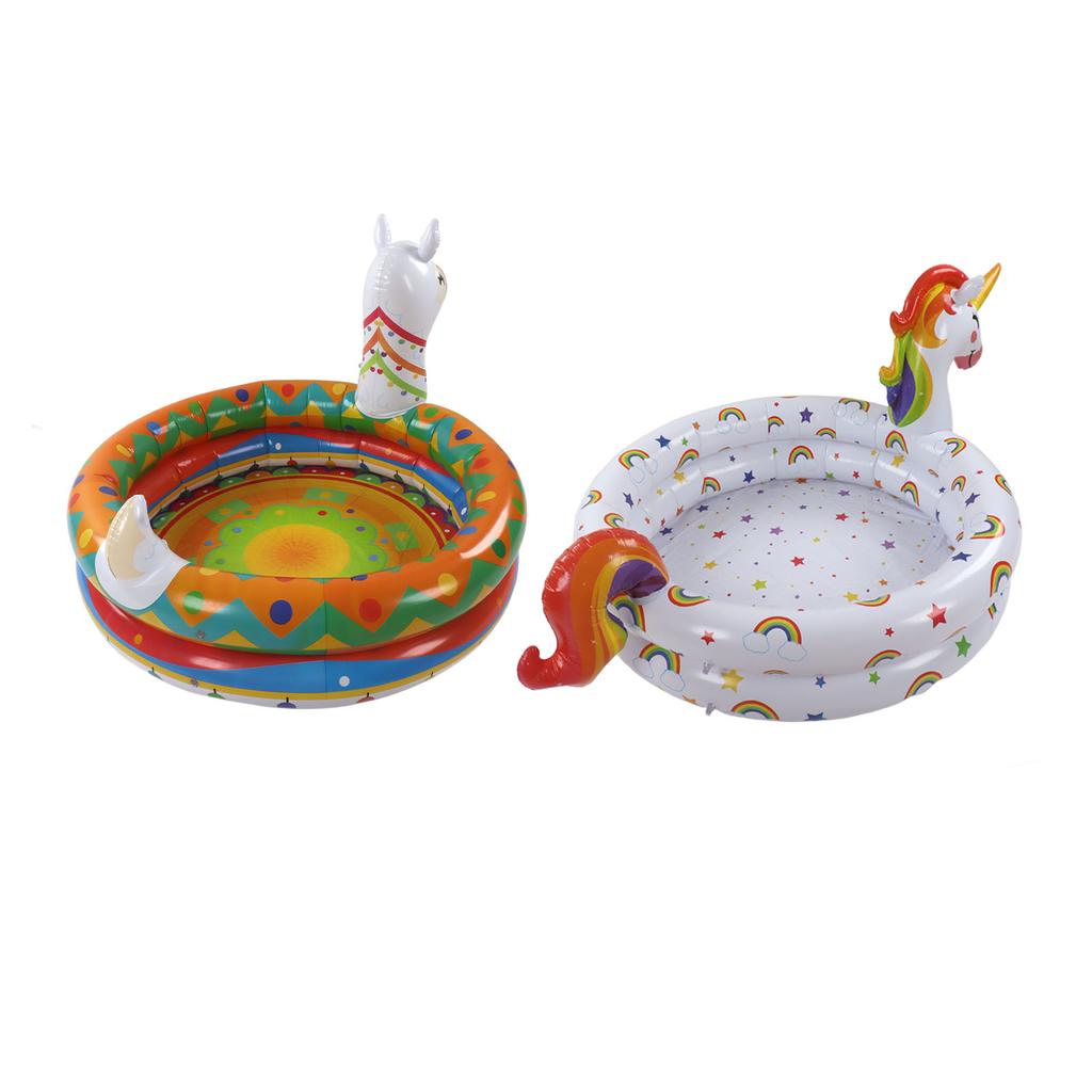 2PCS Kids Inflatable Pool PVC Foldable Portable Mini Swimming Pool Cute Animal Shape Blow Up Baby