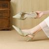 Fashion new beautiful sandals with skirt color thin heels low heels temperament empty shoes women