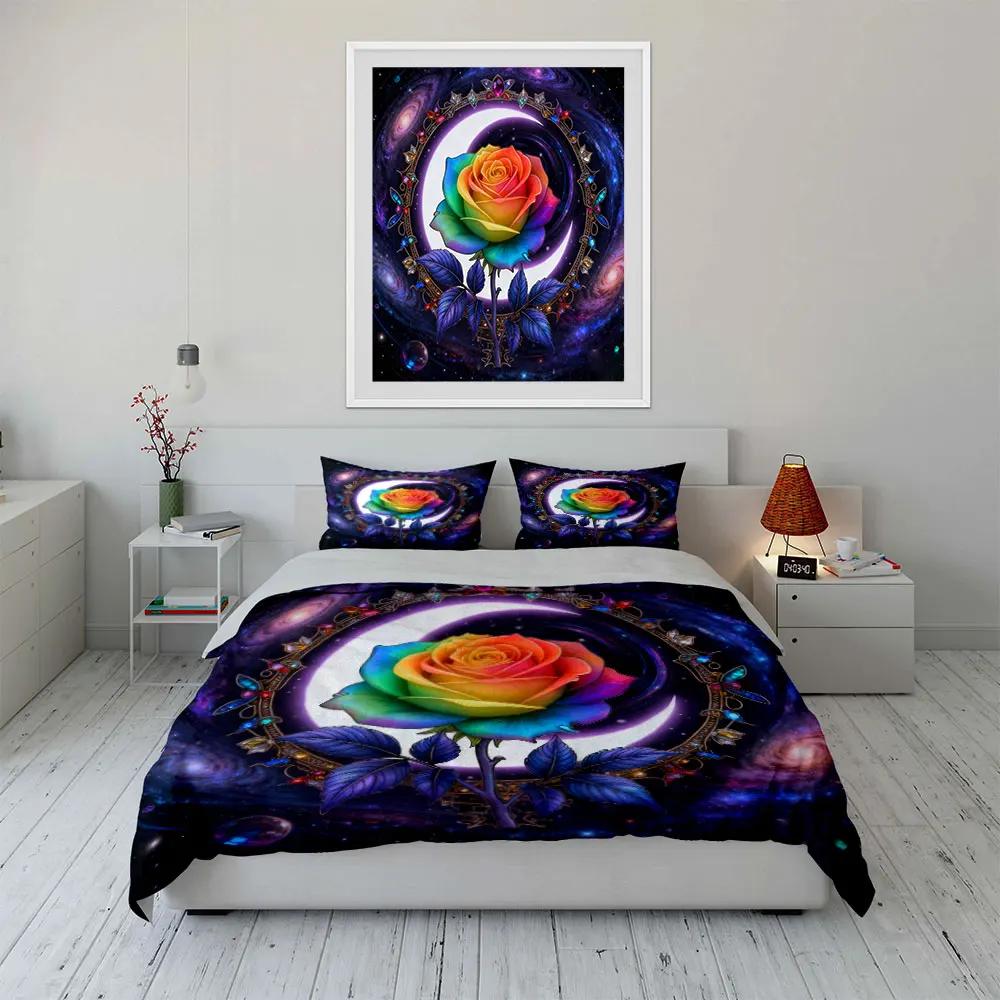 "Galaxy Rose Three-Piece Set" Soft Comfortable Duvet Cover Bedding Set Included 1*Duvet Cover & 2*Pillowcases Gift