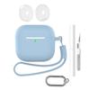 For AirPods 4 Earphone Silicone Case Set with Anti-Lost Keychain, Strap, Ear Tips, Cleaning Pen