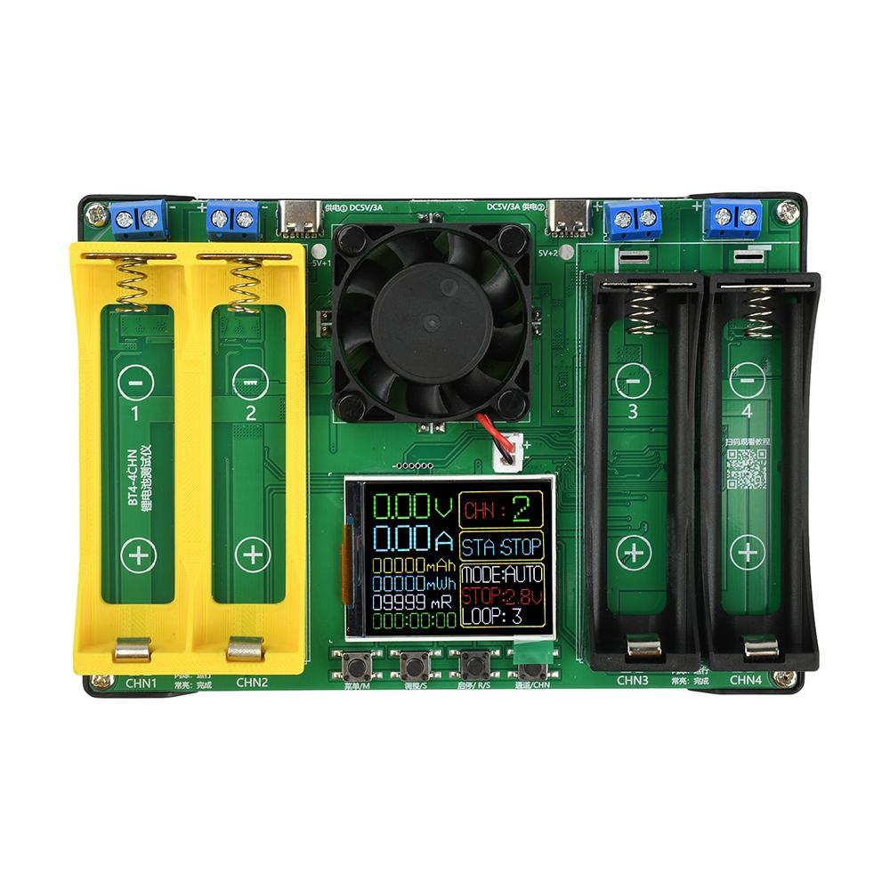 

18650 21700 4-Channel Charge/Discharge Battery Tester 1.77-inch Colour Screen Battery Capacity Tester Type-C Interface