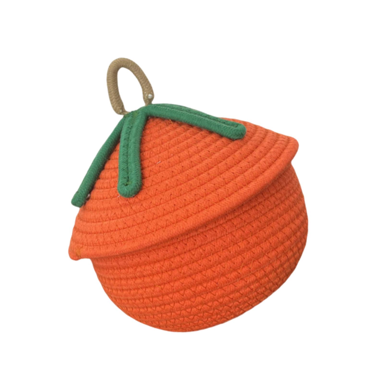 

Корзина ручной работы, плетеная из хлопковой веревки, контейнер для хранения офисных принадлежностей и предметов домашнего обихода, органайзер для рабочего стола в форме тыквы L