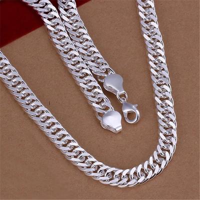 Fine 925 Sterling Silver 10MM Naszyjnik Łańcuchowy Dla Mężczyzn Kobiety Solidne Ślubne Szlachetne Modne Biżuteria Charms Prezenty