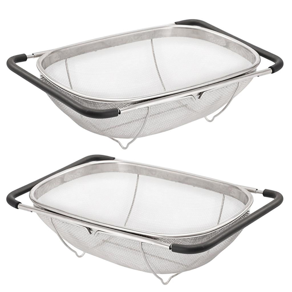 Stainless Steel Colander Strainer Multi-Purpose Vegetable Drain Basin Wear Resist Sink Drain Rack Retractable Dish Water Filter