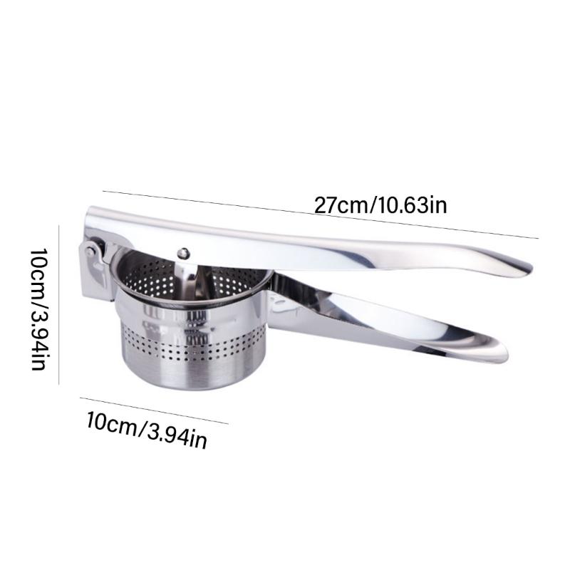 Manual Kitchen Juicers Press With Long Handle, Perforated Strainer Basket, and Steel Construction for Home Food Preparation