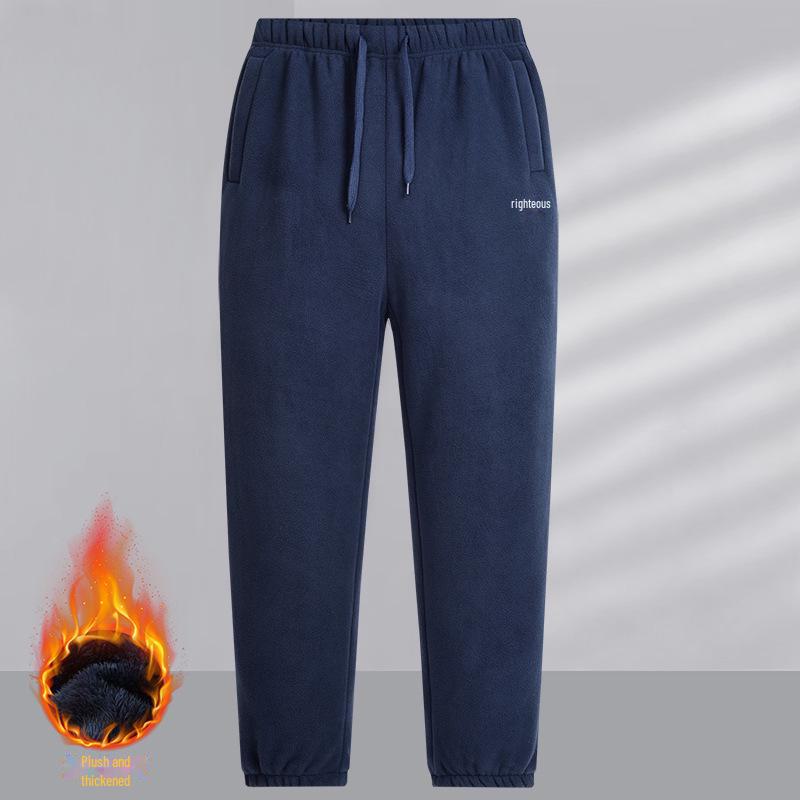 Pánské zesílené kalhoty z polárního fleecu - Hřejivé, granulovaná textura pro venkovní podzimní/zimní nošení