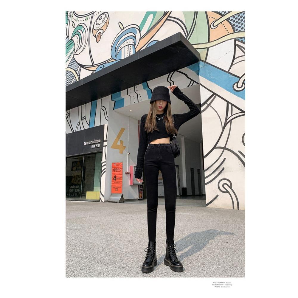 Slim Stretch Nine-point Jeans for Women with High Waists and Small Legs