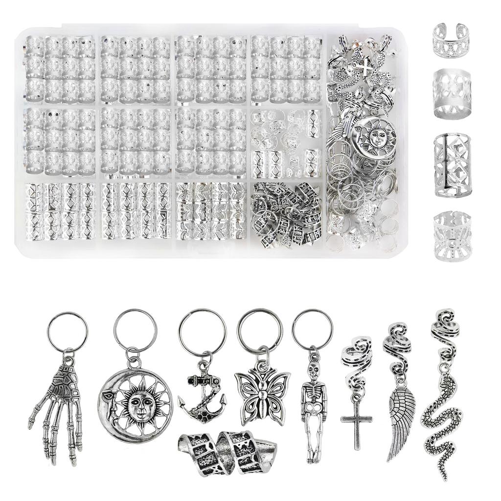 Skeleton Claw Hair Beads Loose Coil Hair Jewelry For Braid Hair Rings Dreadlock Bead Braid Rings Hair Clip Braid Clip