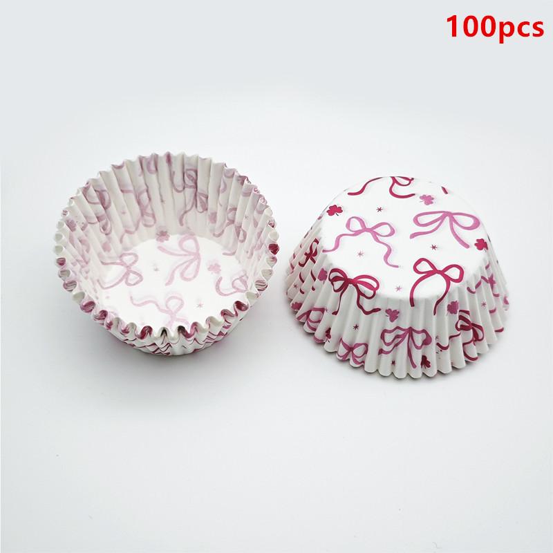 

100 Pcs Bow Cupcake Liners Coquette Bow Pattern Wrappers Baking Cups For Baby Shower Wedding Bridal Showers Birthday Party Decor