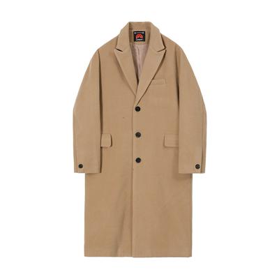 Woolen Coat Men's Mid-length Autumn and Winter Korean Style Loose Trendy Knee-length British Windbreaker Woolen Coat