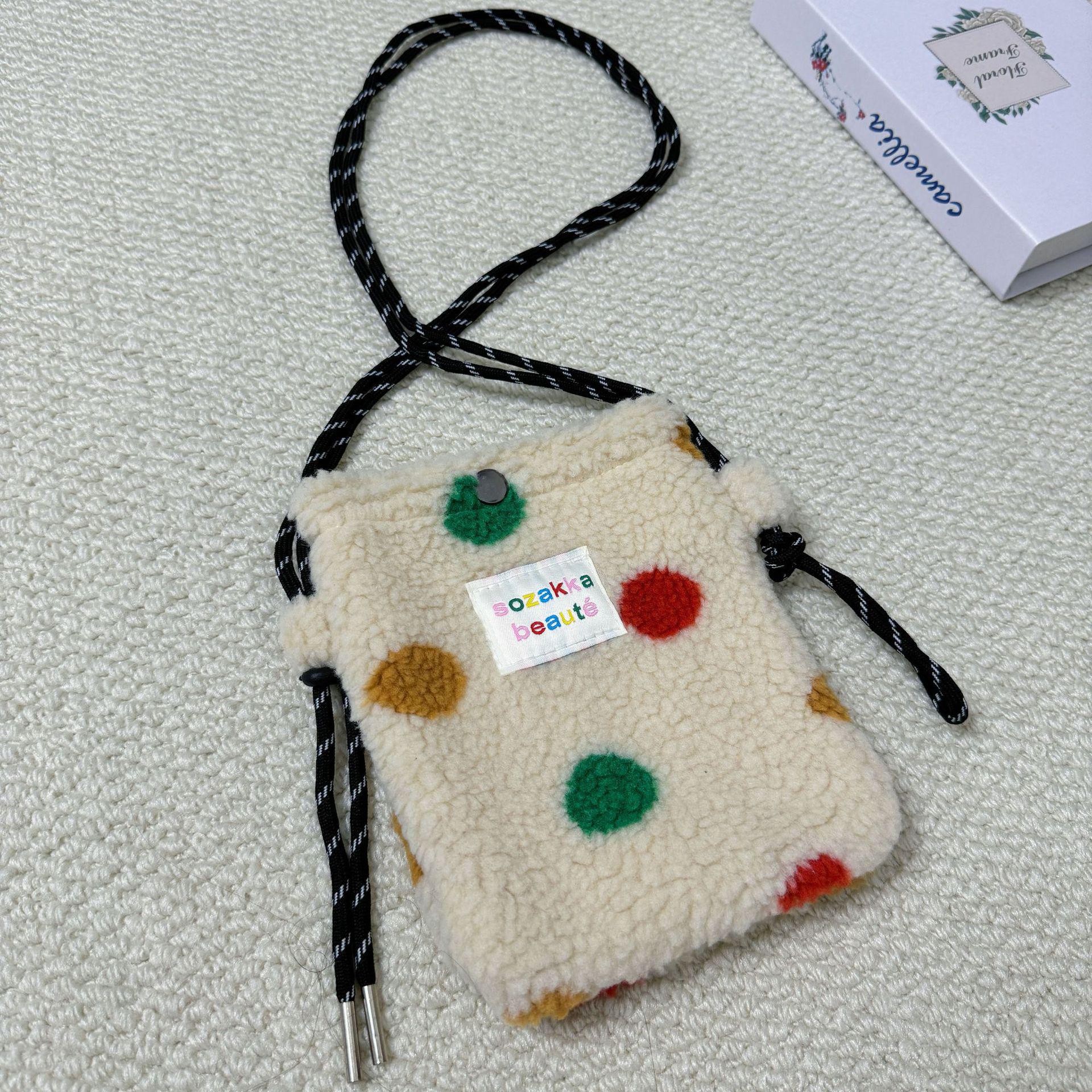 

Мини-сумка для телефона из плюшевой кожи ягненка 2024 года, осень/зима - модная сумка-мессенджер через плечо для женщин One-size Phone Bag