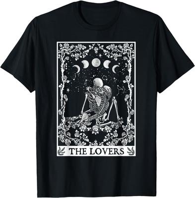 Celestial Skeleton The Lovers Tarot Card Moon Tshirt ,Unisex Tee