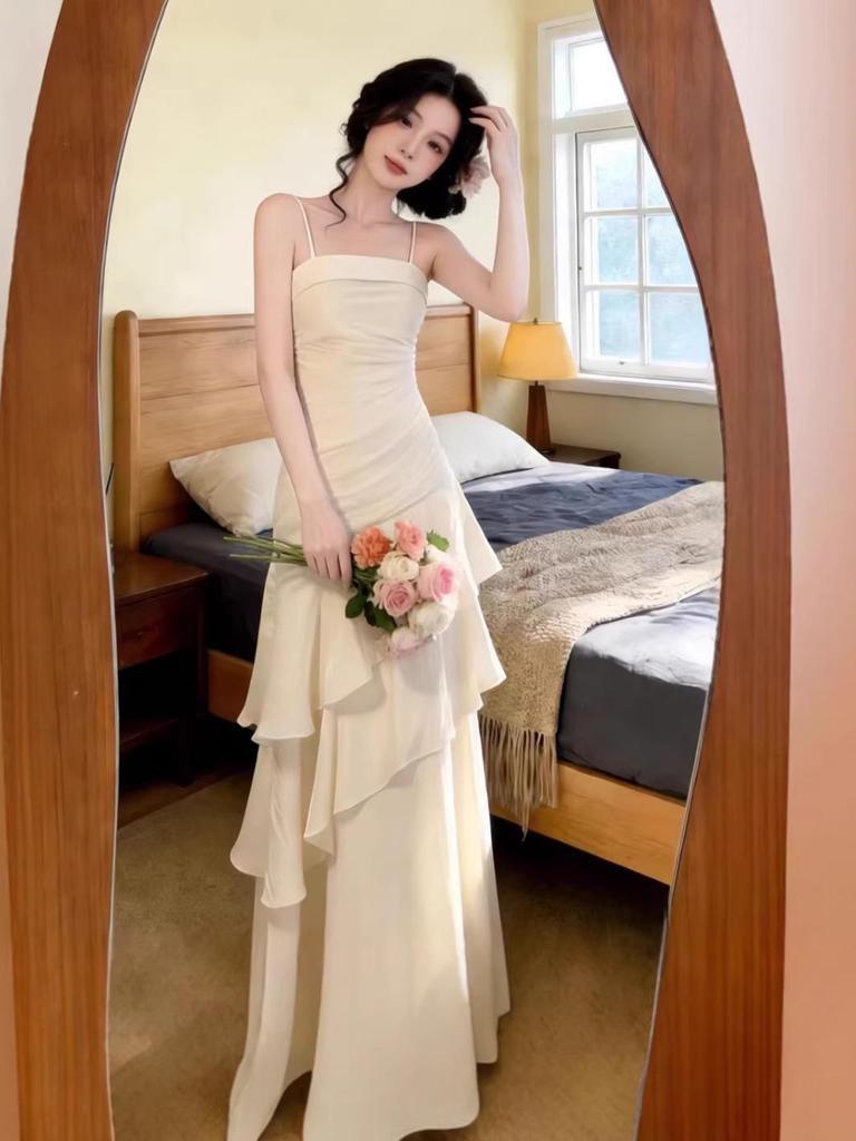 Champagne Strapless Evening Gown - High-End 2026 Banquet, Performance, Bridesmaid, Birthday & Graduation Dress