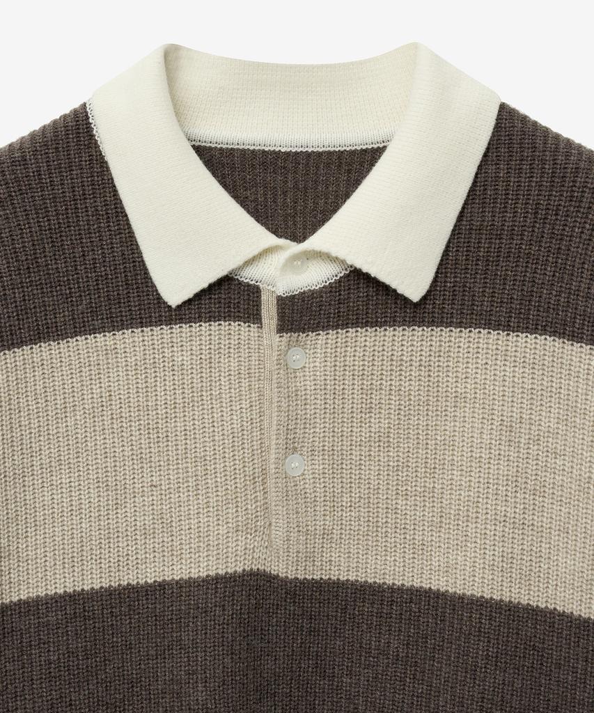 Tienjiti Oversized Rugby Polo Knit Top (Brown) Tnsw5F116W2