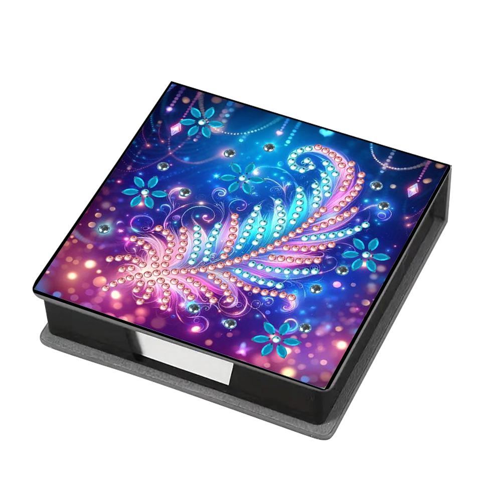 Girl Leather Gem Painting Memo Pad Holder Mosaic Kit Diamond Art Note Box with 160 Sheets of Paper for Adults Beginners