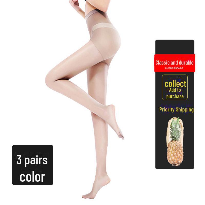 Women's Ultra-Thin Pineapple Silk Stockings - Anti-Snag 0D Black, Ideal for Spring and Summer.
