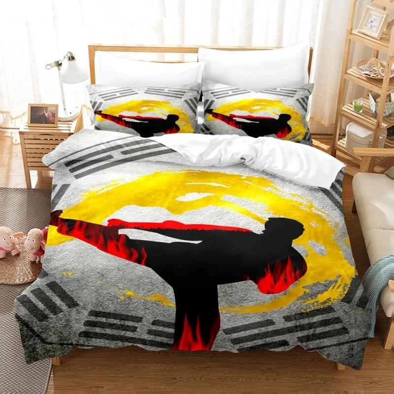 Comforter Luxury Kungfu Design Yin And Yang Bedding Set Chinese Martial Art Boys Full King Size Sports Comforter Set