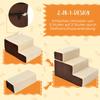 Pet Stairs Dog Stairs Cat Stairs 3 Steps for Cats and Dogs Plush Beige 54 x 40 x 39cm