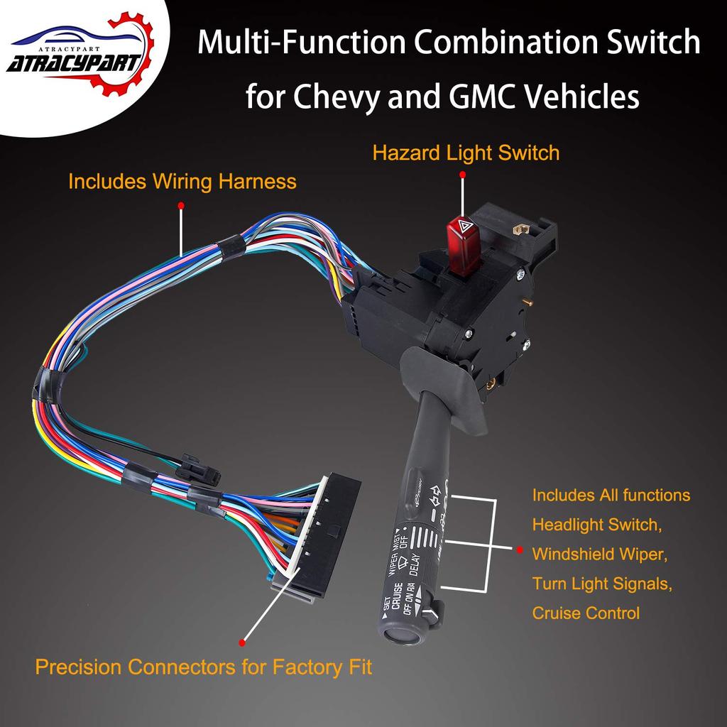 Multi-Function Combination Switch Gray For | 1995-2002 Chevy Tahoe S10 GMC C1500 K1500 Suburban Yukon & More | Replaces# 2330814, 26100985, 26036312