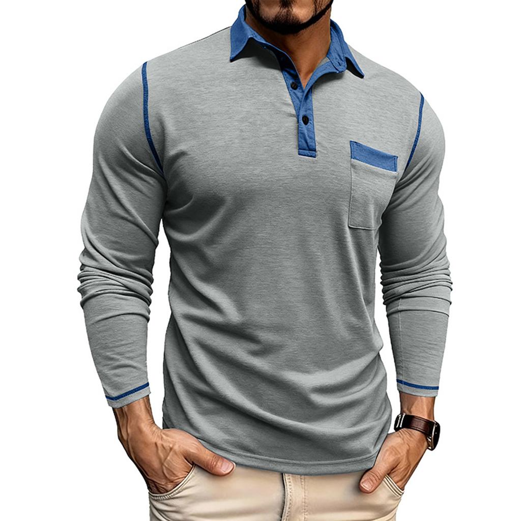 Shoulder Sleeves Men'S Long Sleeved Patchwork T-Shirt Casual Top