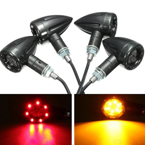2 Stk Universal Rear Turn Motorsykkel LED Kjøresignal Bremse Stopp Safe Lights