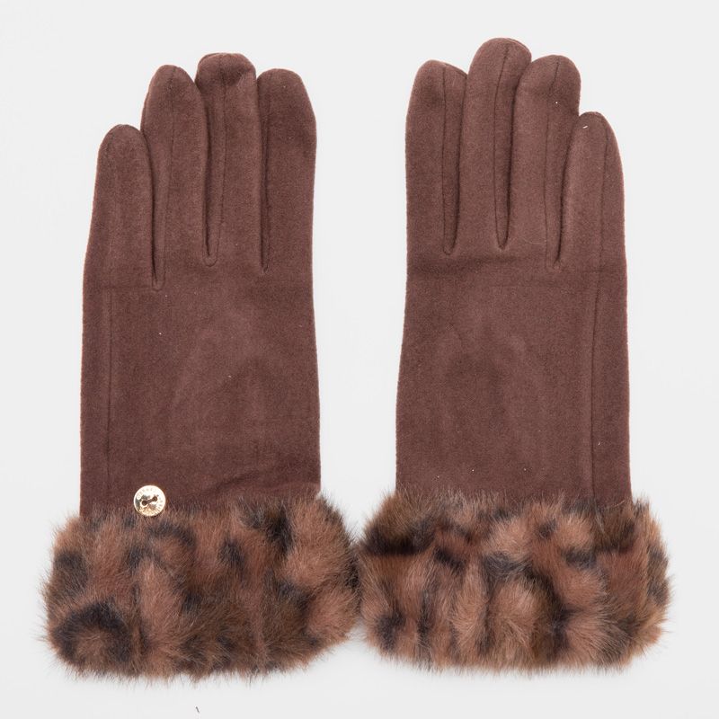 

Thick fabric gloves with leopard print faux fur Women GERARD PASQUIER L