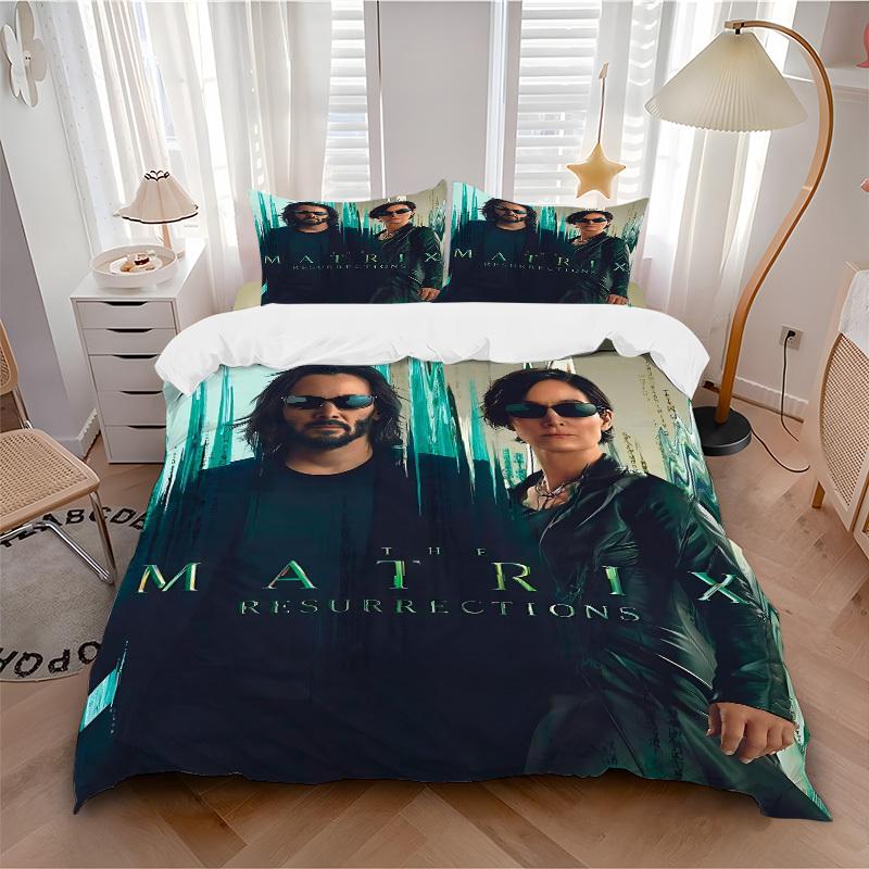 

3pcs The Matrix Resurrections Bedding Set, Soft Polyester Duvet Cover and Pillowcases Machine Washable Seasons all suitable 29 135x200cm