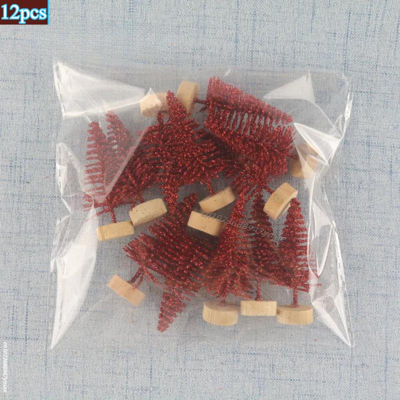 12 Stück Künstlicher Weihnachtsbaum Miniaturfigur Bastelbedarf Weihnachtsfeier Büro Schreibtisch Weihnachtsbaum Heimdekorativ