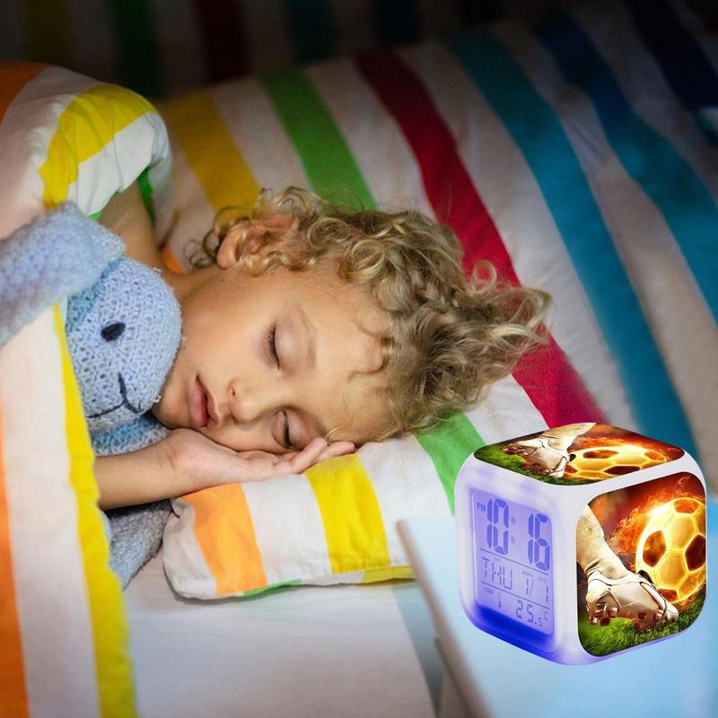 Football Alarm Clock Small Digital Clock with LED Lights Desk Clock Small Digital Clock Electronic Clock Home Decoration for Kid