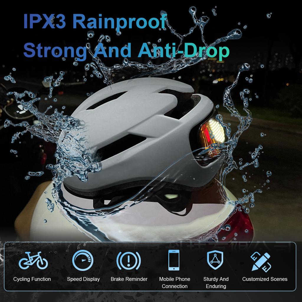 Intelligenter LED-Fahrradhelm mit Signalleuchte, Geschwindigkeitsmesser, Fernbedienung, Unterstützung für BT-App-Programmierung