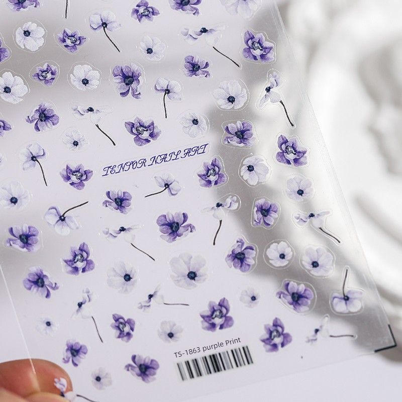 

Qiji Notebook Three-Dimensional Nail Sticker Waterproof Nail Sticker Decorative Decornament Purple Printed 1863 TS-1863 purple Print