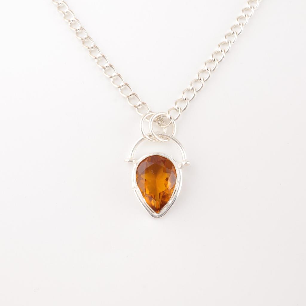 Citrine Gemstone 925 Sterling Silver Handmade Jewelry Pendant 1.01" Gift For Her PP-56-3