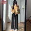 LANGSHA Women's High-Waist Loose Wide-Leg Drapey Pants