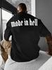 Men's Retro Red T-Shirt- 'Made In Hell' Graphic Print, Crew Neck, Short Sleeve,