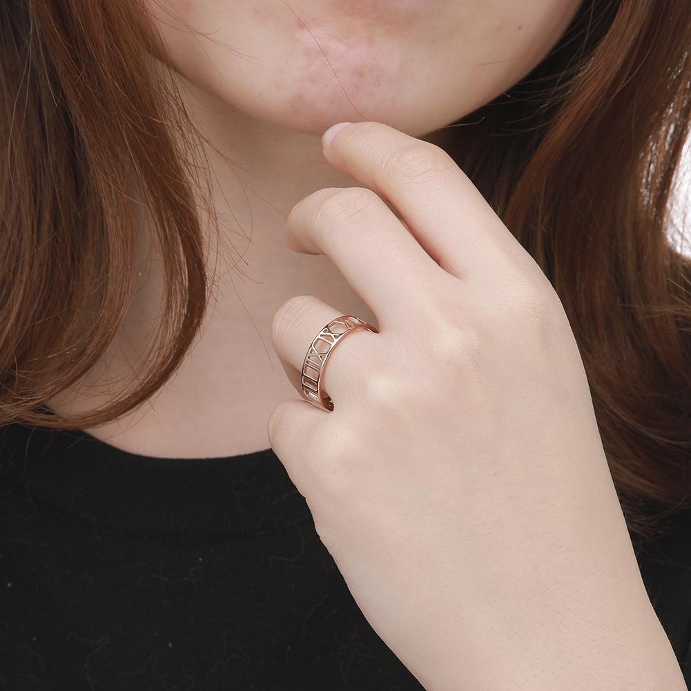 Roman Numerals Stainless Steel Ring for Women Men Classic Rose Gold Casual Couple Rings Jewelry Anniversary Gift