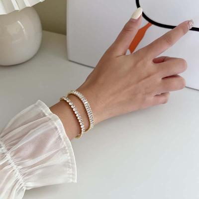 "Elegante Bracciale in Rame con Diamanti di Zircone - Lussuoso Design Freddo Europeo e Americano per Donne"