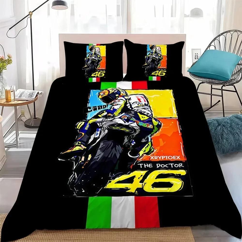 Juegos de Cama 3D Adolescentes Moto R-Rossi 46 Motocicleta Para Niños Niños Funda Nórdica Con Funda de Almohada Juego de Ropa de Cama Textil para el Hogar