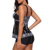Damen-Badeanzug mit Schultergurt und weißem Blumendruck-Bikini, kurzer Tank-Top-Badeanzug