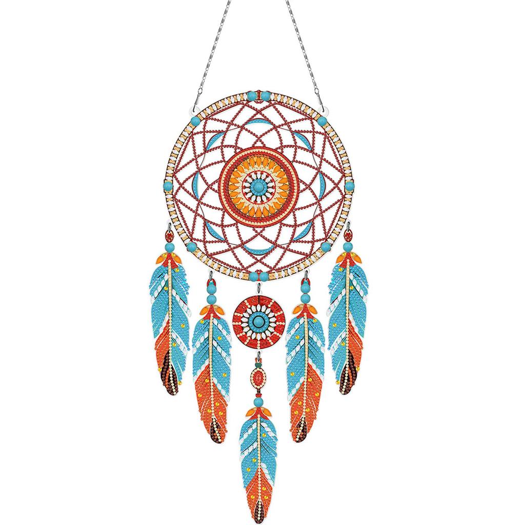 Dream Catcher 2D Flat DIY Rhinestone Diamond Art Window Pendants Special Shape Diamond Art Pendant Wall Decor for Home & Windows