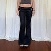 Pantaloni a zampa da donna Vita bassa Vestibilità aderente Design con bottoni metallici Y2K Casual