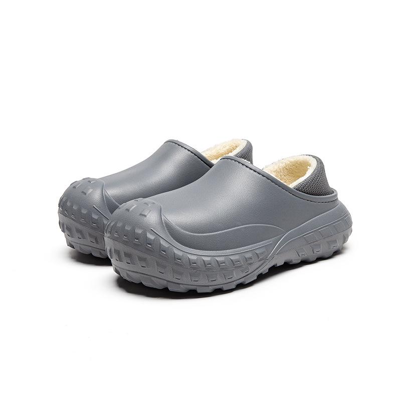2025 Winter Waterproof Cotton Slippers: Warm, Slip-On, Fleece-Lined, Heel-Covered for Men & Women